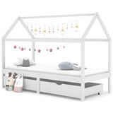 Kids Bed Frame with Drawers White Solid Pine Wood 90x200 cm 322141