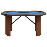ZNTS 10-Player Poker Table with Chip Tray Blue 160x80x75 cm 80407