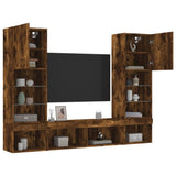 5 Piece TV Wall Units with LED Smoked Oak Engineered Wood 3216694