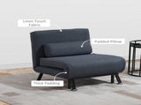 Linen Chair Bed, 3-in-1 Convertible Sleeper Chair with Adjustable Backrest, Pillow, for Living Room, T3398P344493