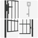 Fence Gate BOXTEL 103 x 225 cm Powder-Coated Steel Grey 42008870