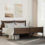 Metal Bed Frame without Mattress Brown Oak 180x200 cm Super King 3301415
