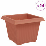 Square Flower Pot 24 pcs Brick Red 23 x 23 x 17.5 cm Plastic 42020343