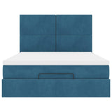 Ottoman Bed with Mattresses Dark Blue 140x200cm Velvet 3313407