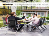 Garden Table, Outdoor Dining Table for 6 People, 160 x 90 x 74 cm, with Rust Resistant Metal Frame, T3398P327901
