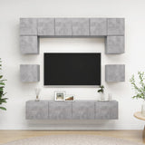 8 Piece TV Cabinet Set Concrete Grey Engineered Wood 3079111