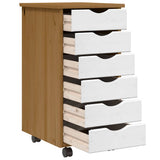 Rolling Cabinet with Drawers "MOSS" Honey Brown Solid Wood Pine 4015783
