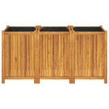 Garden Planter with Liner 150x50x75 cm Solid Wood Acacia 366446