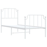 Metal Bed Frame without Mattress with Footboard White 80x200cm 373945