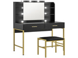 Dressing Table Set, with Storage and Stool - Black T3398P378117