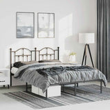 Metal Bed Frame without Mattress with Headboard Black 135x190cm 353438