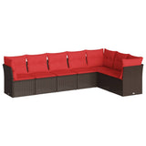 7 Piece Garden Sofa Set with Cushions Brown Poly Rattan 3217744