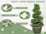 Set of 2 Decorative Artificial, Boxwood Spiral Topiary Tree with Lavender and Pot, Fake T3398P342966
