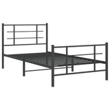 Bed Frame Black Powder-Coated Steel 107x203 cm Metal Bed Frame 355575