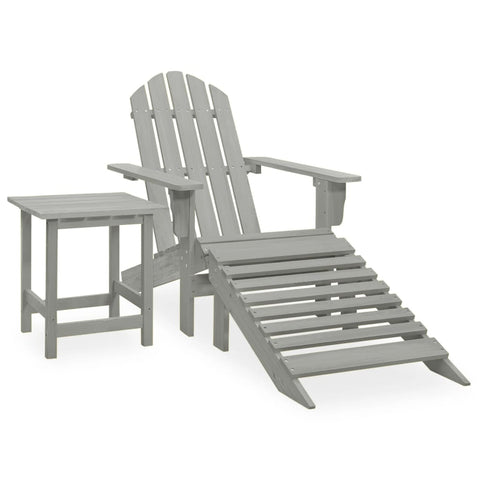 Garden Adirondack Chair with Ottoman&Table Solid Fir Wood Grey 315930