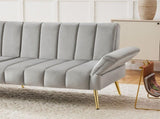 Modern Adjustable Velvet Sofa Bed with MultiPosition Backrest & Armrests, Metal Legs, Convertible N895P485351G