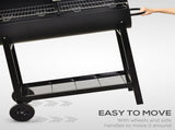 Steel 2-Grill Charcoal BBQ w/ Wheels Black T3398P317787
