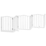 Dog Gate with Door Foldable 15 Panels White 750 cm Poplar Wood 3155593