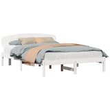Bed Frame with Headboard White 140 x 200 cm Solid Pine Wood 872063