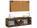 Bathroom Cabinet Set 4 pcs Smoked Oak Engineered Wood 3406347