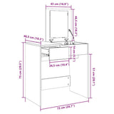 Dressing Table with Mirror White 73x46.5x120 cm 848220