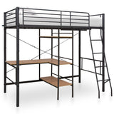 Bunk Bed with Table without Mattress Grey Metal 90x200 cm 287908