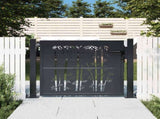 Garden Gate Anthracite 100x75 cm Steel Bamboo Design 153178