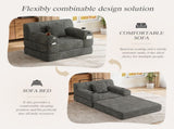 1-Seater Sleeper Sofa, Compressed Corduroy Sofa with High Backrest, Metal Frame, High-Density Foam, W3779P501260