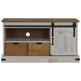 ZNTS TV Cabinet HALDEN with Sliding Door White 110x40x60 cm Solid Wood 4018410