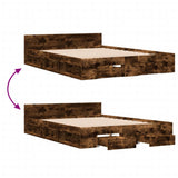 Bed Frame with Drawers without Mattress Smoked Oak 120x200 cm 3280759