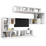 8 Piece TV Cabinet Set White Engineered Wood 3078723