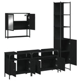 4 Piece Bathroom Furniture Set Black Engineered Wood 3214685