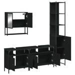 ZNTS 4 Piece Bathroom Furniture Set Black Engineered Wood 3214685