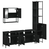 ZNTS 4 Piece Bathroom Furniture Set Black Engineered Wood 3214685