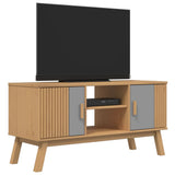 TV Cabinet OLDEN Grey and Brown 114x43x57 cm Solid Wood Pine 358601