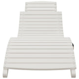 Sun Lounger White Solid Acacia wood 184 x 55 x 64 cm Foldable 363281