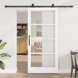 Sliding Door ORKDAL White 93 x 202 cm Solid Pine Wood and Glass 3332148