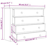 Side Cabinet 80x40x73 cm Pine Panama Range 282658