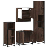 4 Piece Bathroom Furniture Set Brown Oak Engineered Wood 3301219