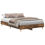 Bed Frame No Mattress Smoked Oak 135x190 cm Double Engineered Wood 861070