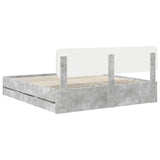Bed Frame Concrete Grey 200 x 200 cm Engineered Wood 3412153