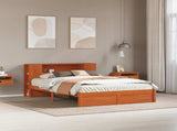 Bed Frame with Storage Headboard Wax Brown 140 x 190 cm 3423794
