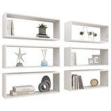 ZNTS Wall Cube Shelf 6 pcs High Gloss White 60x15x23 cm Engineered Wood 807153