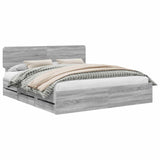 Bed Frame with Drawer Grey Sonoma 200 x 200 cm Engineered Wood 3412155