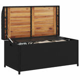 Storage Bench Black 100x50x52 cm Poly Rattan and Acacia Wood 365949
