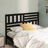 Bed Headboard Black 146x4x100 cm Solid Wood Pine 814148