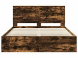 Bed Frame Smoked Oak 120 x 190 cm Solid Pine Wood 3411041
