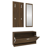 3-in-1 Shoe Cabinet Set Brown Oak Engineered Wood 342576