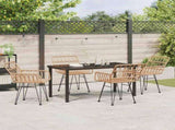 Garden Dining Set 5 pcs Brown Powder-Coated Steel 3379179