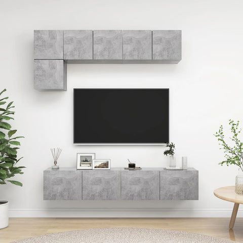 ZNTS 5 Piece TV Cabinet Set Concrete Grey Engineered Wood 3079113